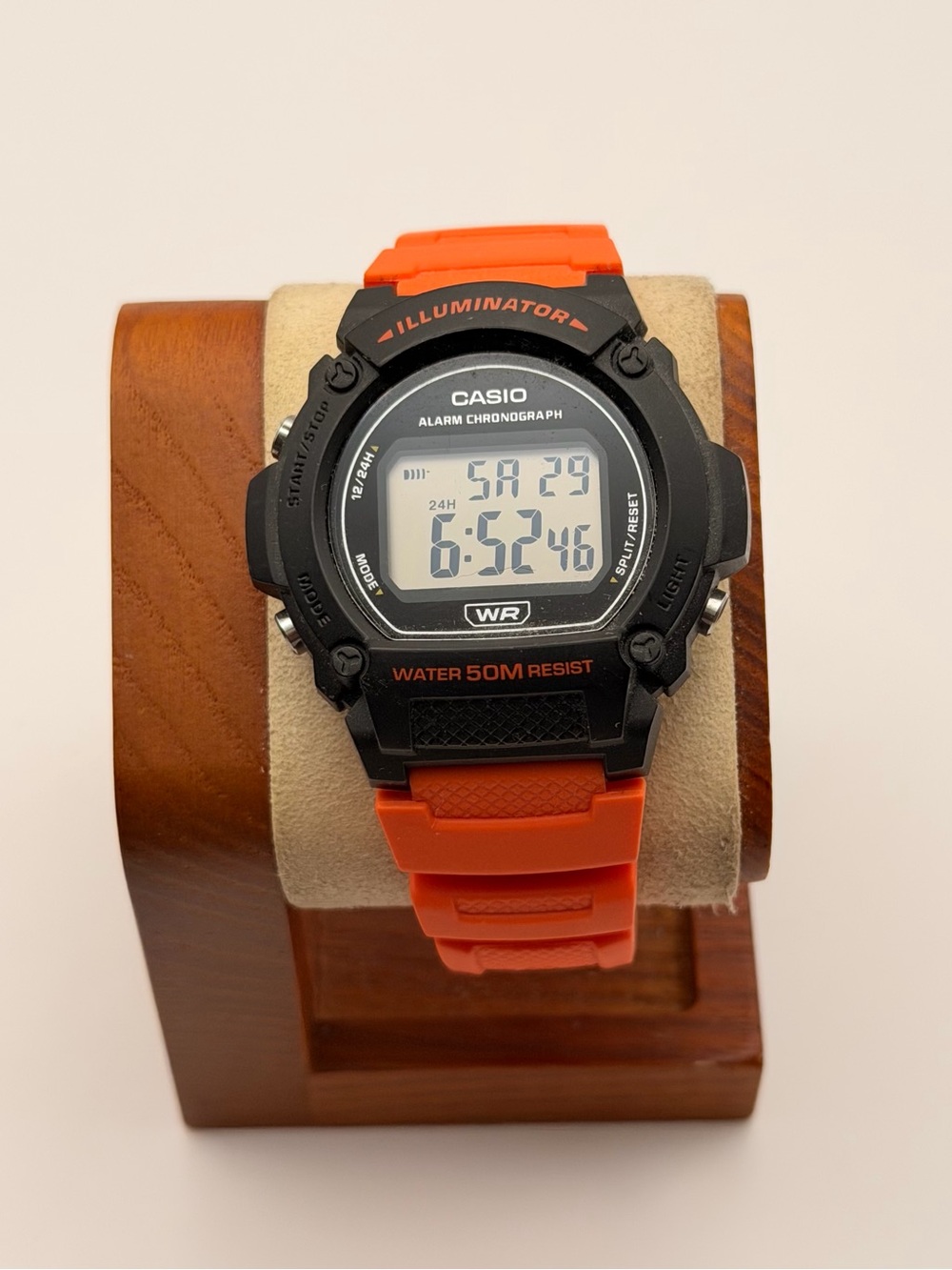 Casio W-219H-4AV Orange Digital Sport LED Illuminator Alarm Stopwatch 50M Resin
